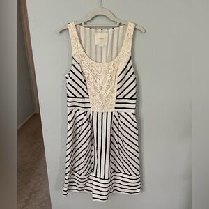 Anthropologie “Maeve” dark navy and White Striped Dress